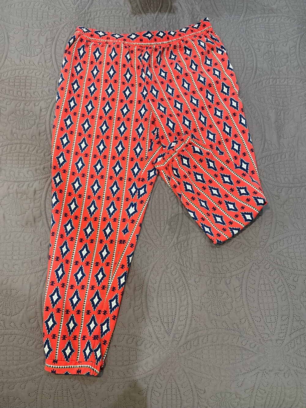 My Michelle Red Aztec Print Cropped Pants